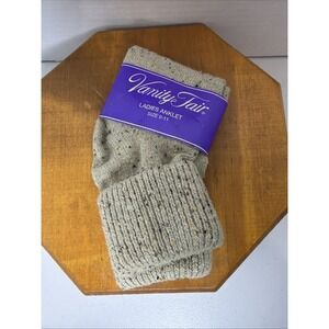 Vanity Fair Ladies Anklet Socks Size 9-11 Khaki Speckled Vintage NWT Made in USA